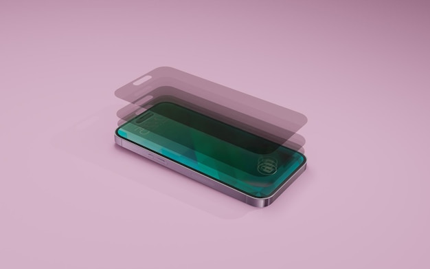 Mockup szkła hartowanego telefonu 3d render