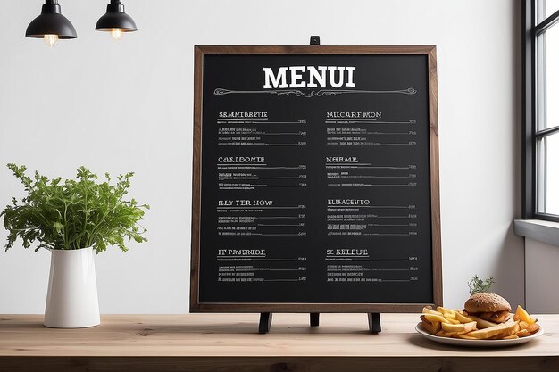 Mockup tablicy menu restauracji Personalizuj projekty menu na pustym białym tle