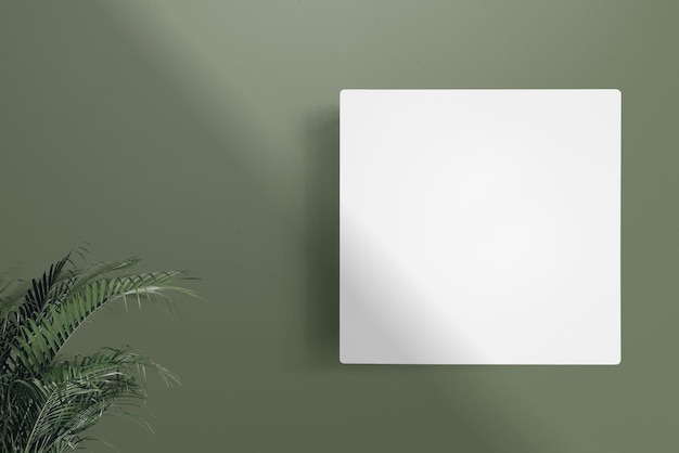 Mockup transparentnego wzoru znaku sklepowego na zielonej ścianie