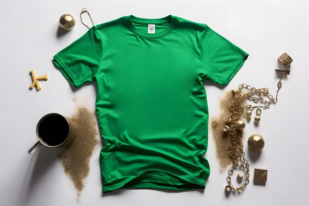 Zdjęcie mockup zielonej koszulki świętego patryka
