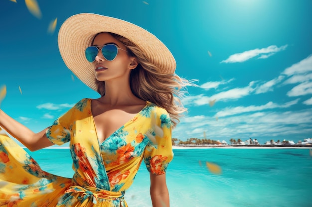 Moda kobieca na koncepcji sztuki letniej tropikalnej plaży