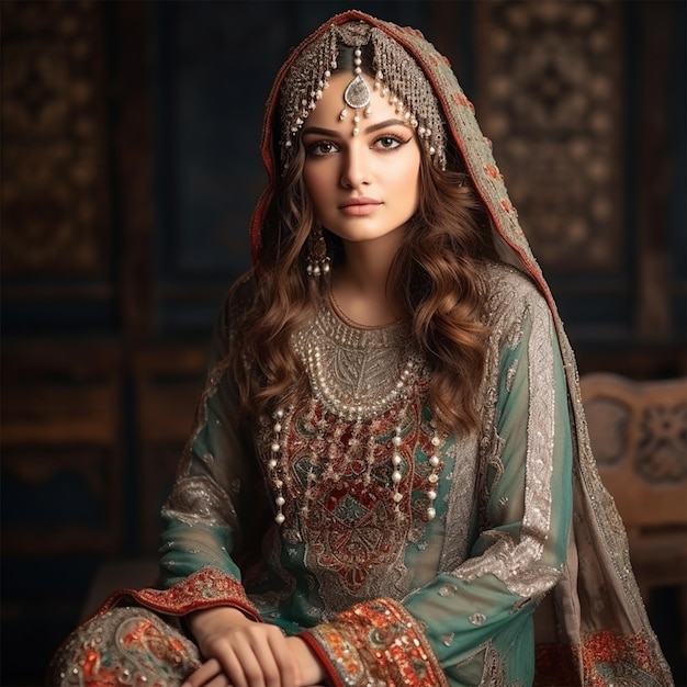 Moda kobiet indyjskich i pakistańskich ubrań ślubnych