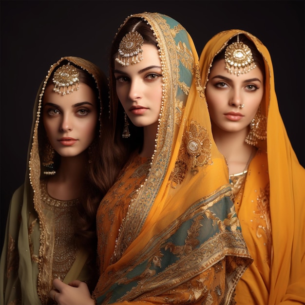 Moda kobiet indyjskich i pakistańskich ubrań ślubnych