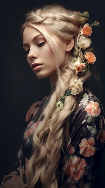 moda portret kobiety z długimi blond włosami