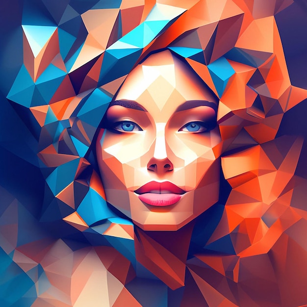 Moda portret młodej pięknej kobiety w stylu low poly