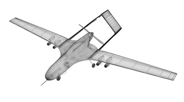 Model 3D bezzałogowego samolotu bojowego