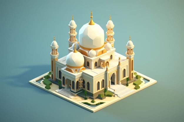 model 3d meczetu z minaretem.