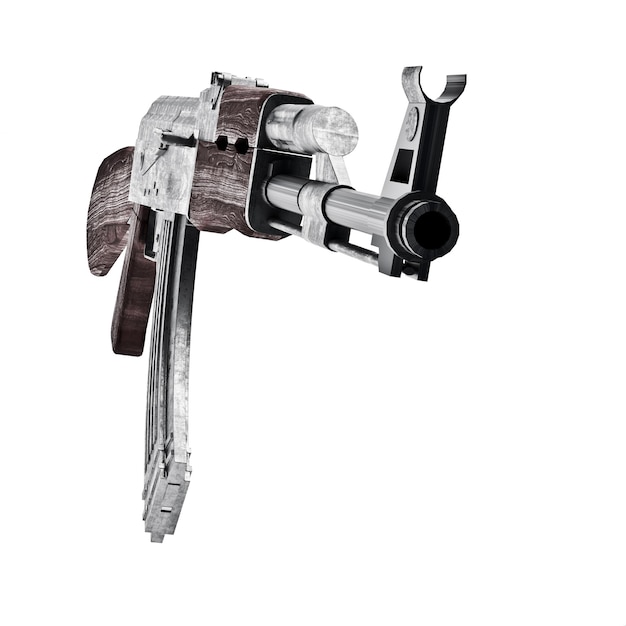 Model 3D pistolet maszynowy na białym tle