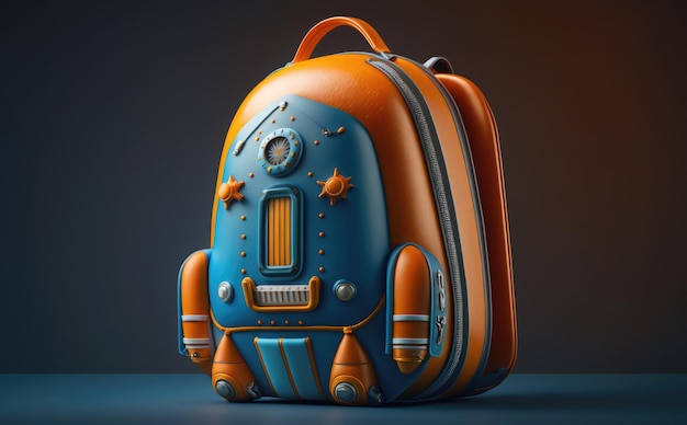 Model 3D plecaka z napisem robot.