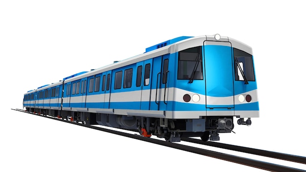 Model 3D pociągu metra na białym tle renderowania 3d