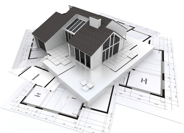 Zdjęcie model architektury i plany