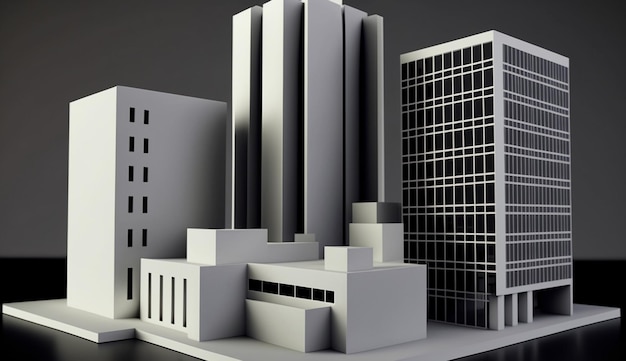 Model budynku z budynkiem w tle