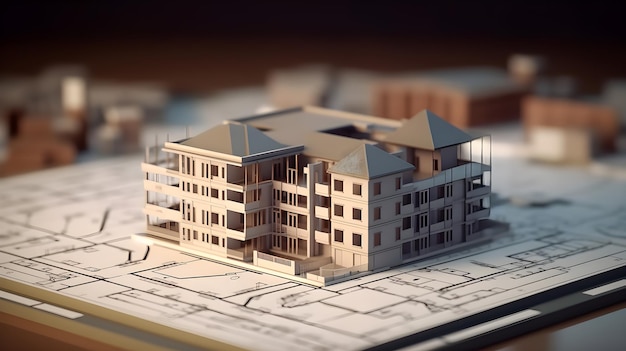 Model domu 3D na planie podłogowym architektury