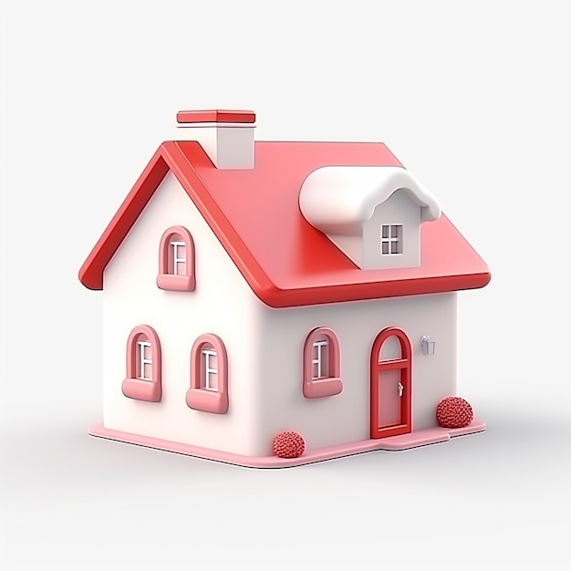 model domu z czerwonym dachem i czerwonymi drzwiami