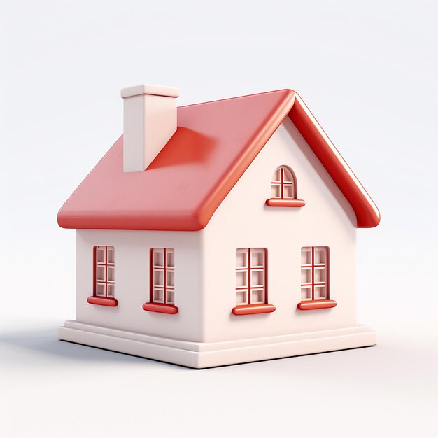 model domu z czerwonym dachem i czerwonymi drzwiami