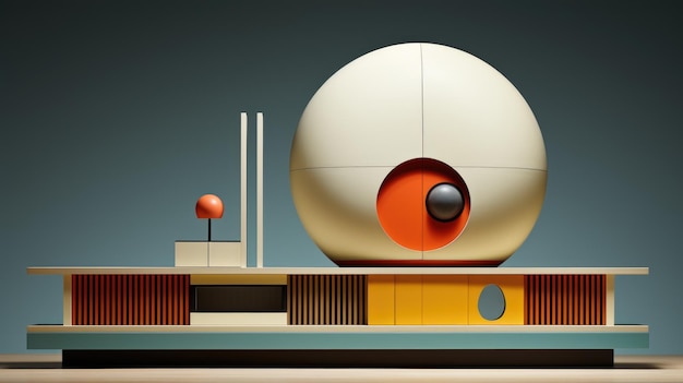 Zdjęcie model jajka siedzącego na górze stołu