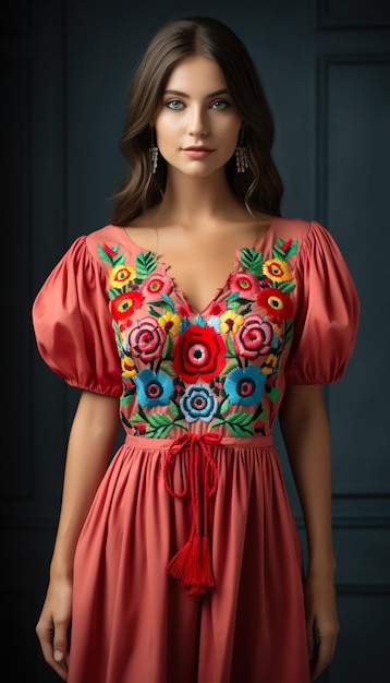 Zdjęcie model kobiet w tradycyjnych ubraniach meksykańskich
