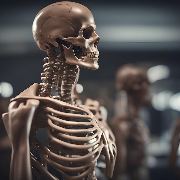 Model ludzkiego szkieletu w muzeum 3D Rendering Selective focus