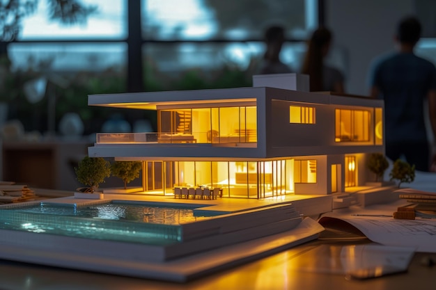 Zdjęcie model luksusowego domu z basenem
