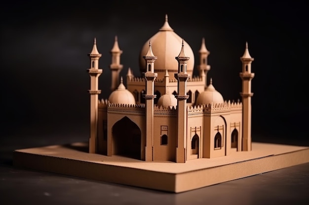 Model meczetu wykonany z drewna