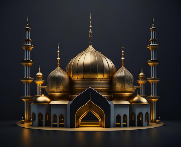 Model meczetu z dużą kopułą i dużą kopułą.