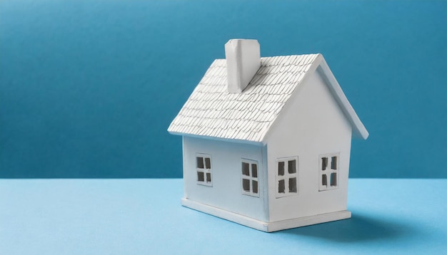 Model miniaturowego domu Nieruchomość nieruchomości i dom Niebieski tło