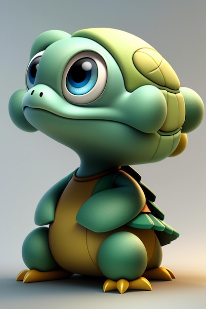 Model ozdoby z figurą żółwia dziecka 3D renderowanie tapety zwierzęcej projekt tła