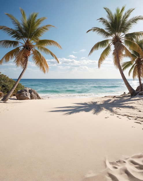 model plaży tło palmy na plaży