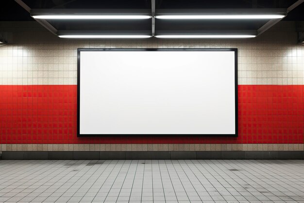 model pustej tablicy reklamowej na stacji metra