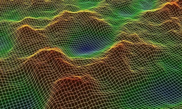 Model szkieletowy 3D topograficznej siatki górskiej.