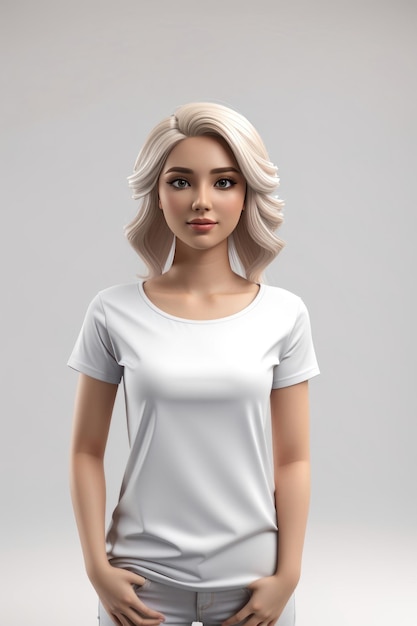 model ubrany w białą koszulkę do makiety