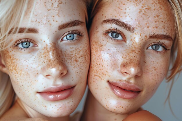 Zdjęcie model z doskonałą zdrową skórą i naturalnym makijażem