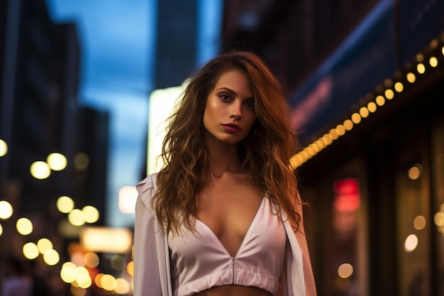 Modelka stojąca na ulicy w Nowym Jorku