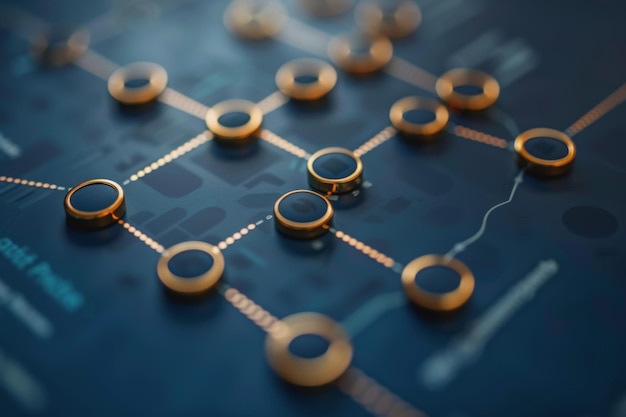 Zdjęcie modelowanie procesów biznesowych diagram notacyjny obiekty 3d bezpieczeństwo danych wysokiej technologii kolory niebieskie