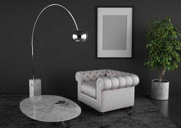 Moder Living Room z klasycznym fotelem i eleganckim designem mebli