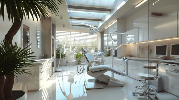 Zdjęcie modern dental clinic interior with nature view