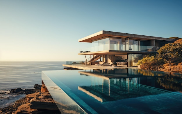 Modern Luxury Villa House Renderowanie 3d projektu architektury nieruchomości z basenem