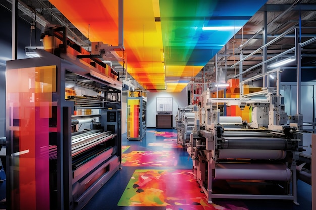 Zdjęcie modern printing press creates colorful documents indoors