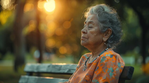 Modlący się starszy Meksykanin i kobieta siedząca w parku starsza kobieta i koncepcja zdrowia psychicznego smutek