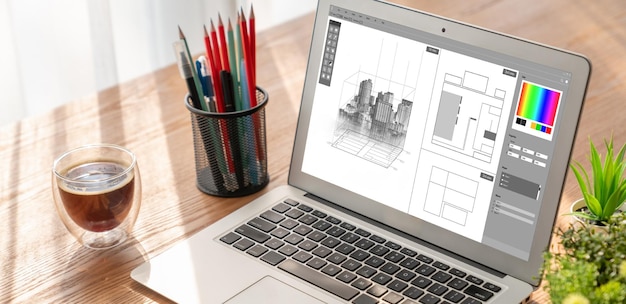 Zdjęcie modna aplikacja do projektowania architektonicznego dla architektów biznesowych i profesjonalnych projektantów