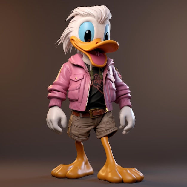 Modny 3D kreskówka z Szczęśliwym Donaldem w eleganckim jesieniowym stroju