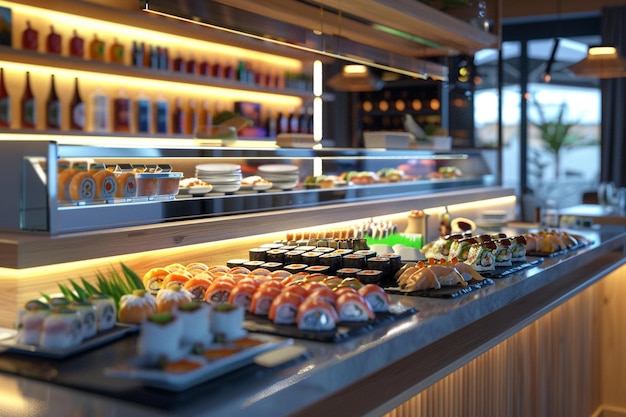 Modny bar sushi serwujący świeże sushi i sashim
