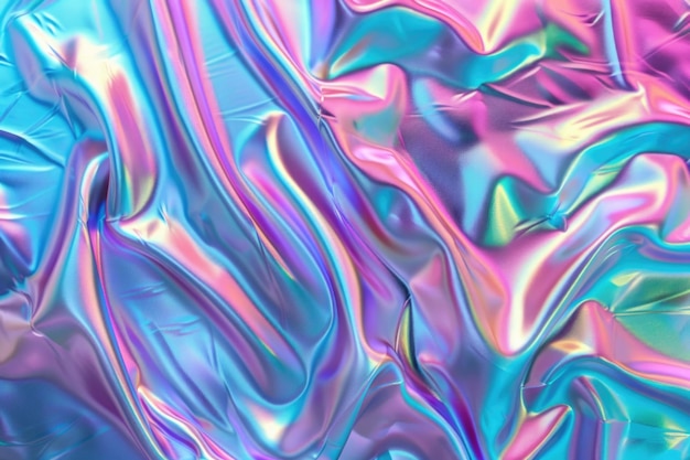 Modny holograficzny gradient jednorożca z kolorami neonu na miękkim tle