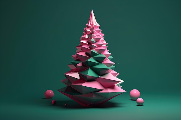 Modny zielono-różowy minimalizm choinki Abstrakcyjna ilustracji Koncepcja Wesołych Świąt i Szczęśliwego Nowego Roku