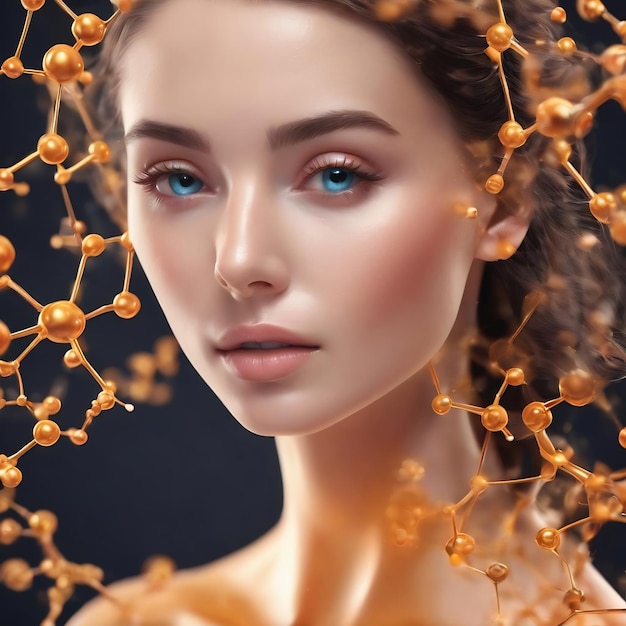 Molekularne tło roztworu kosmetycznego do pielęgnacji skóry ilustracja 3d