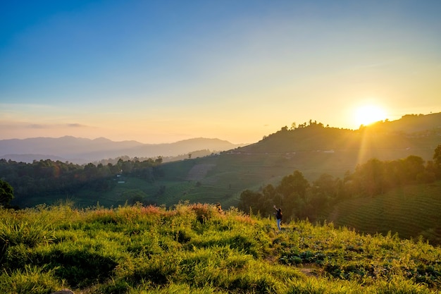 Mon cham, Mon jam, krajobraz zachód słońca zmierzch piękny w chiang mai