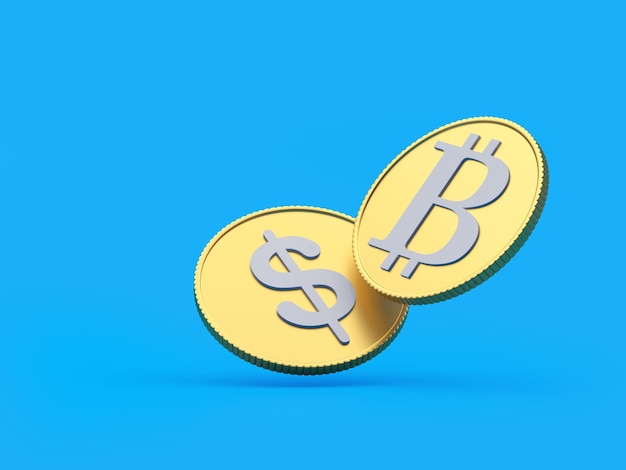 Zdjęcie monety z bitcoinem i znakiem dolara