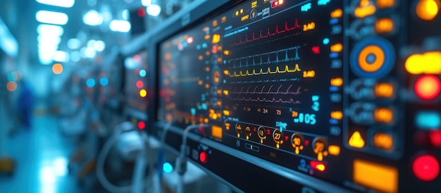 Zdjęcie monitor ekg na oddziale intensywnej terapii w szpitalnej sali operacyjnej