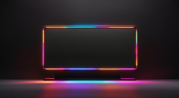 Monitor komputerowy z billboardem neonowym