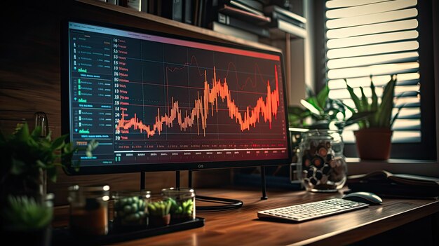 Monitor komputerowy z wykresem na ekranie
